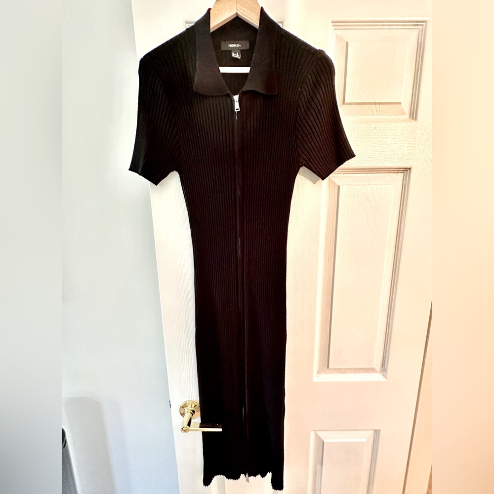 NEW Black Knit Polo Dress